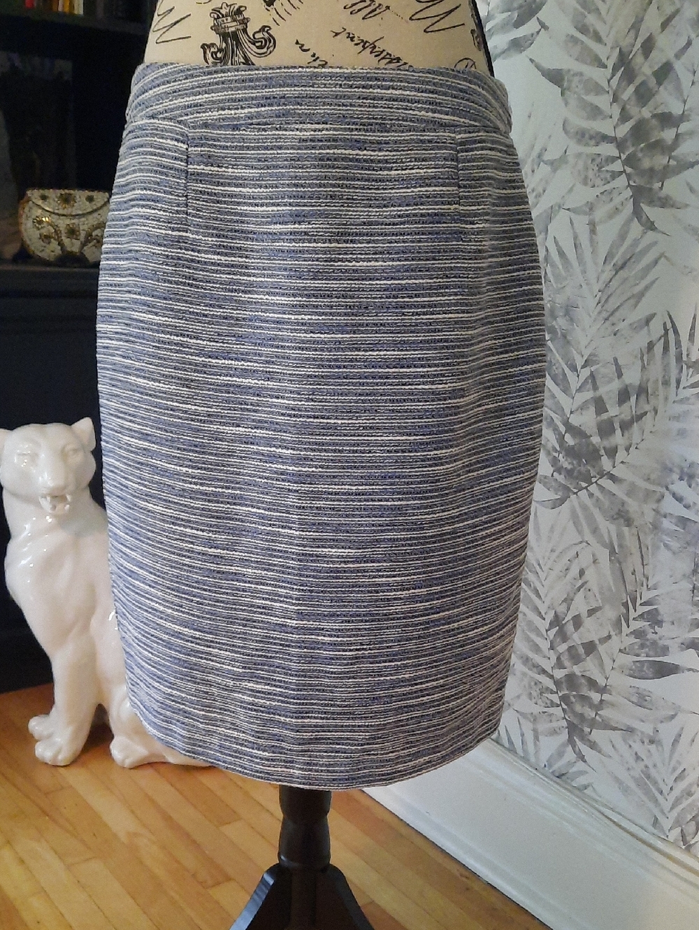 Striped Blue Pencil Skirt - Classic Women's Skirt(petites)